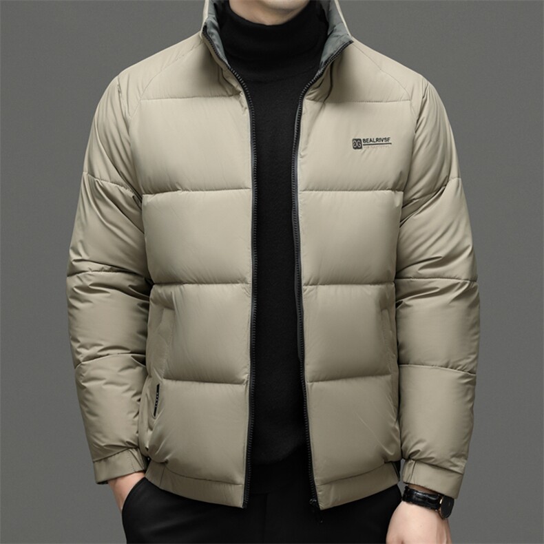 2023冬季新款男士立领加厚保暖羽绒服中年男装商务休闲白鸭绒外套，男装羽绒服，电商B212（原钱塘6029）