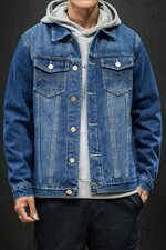 秋冬季加绒加厚牛仔夹克男修身休闲韩版潮流外套日系衣服1608-P95，男装夹克，电商A318