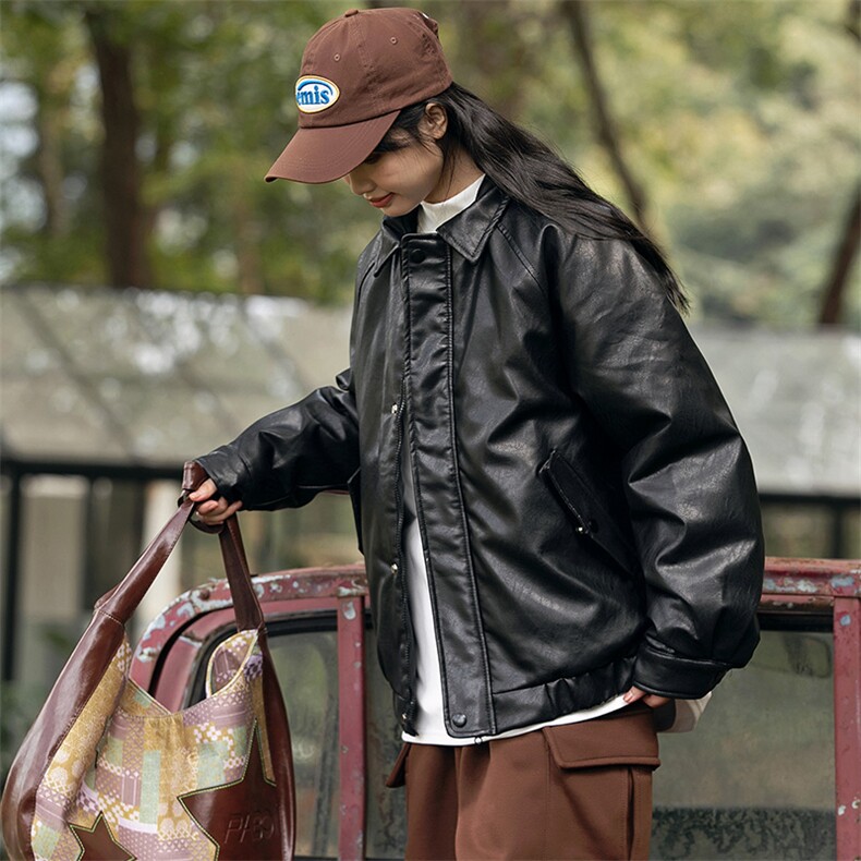 2026冬季新款男装日系潮牌纯色休闲皮衣棉服加厚外套MY382-F145,男装皮衣,电商A101（原外27）
