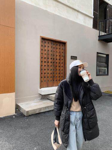 【冬季】新款羽绒服 拼接毛线立领抽绳韩版羽绒服,女装羽绒服,E莎