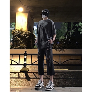 B221 美式ins高街设计感拉链直筒七分牛仔裤 LK23071-P55 控78图片