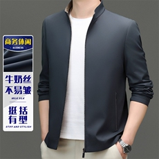 男装夹克ZZL313主推稳定款牛奶丝面料立领锦氨夹克，男装夹克，钱塘207-1