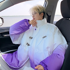 XZ230-1MY58冬港风宽松简约扎染渐变休闲立领机能面包服P128控158，男装棉衣，星座230-1