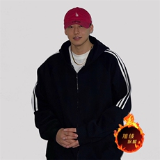 抖音得物全棉二开支持退换加绒加厚双拉头拉链连帽卫衣开衫CM19，男装卫衣，电商A486