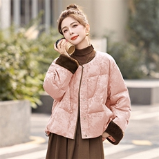 高端设计感立领拼接羽绒服女2025年冬季新款小个子白鸭绒短款，女装羽绒服，沁沁公主