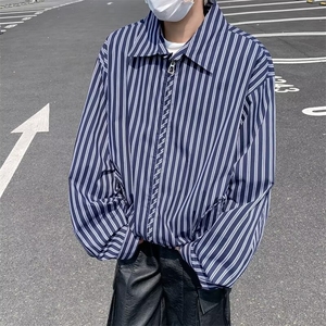 春秋新款外套竖条纹夹克原宿风潮牌休闲街头男女宽松上衣841/P64图片