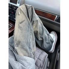 水洗脏染泼墨牛仔裤男款高腰cleanfit直筒裤复古美式vibe微喇裤子，男装牛仔裤，星座1116A（原606A-3）