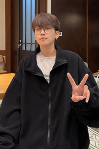 摇粒绒外套男秋冬季港风复古立领开衫学生美式潮牌休闲内胆夹克衫图片