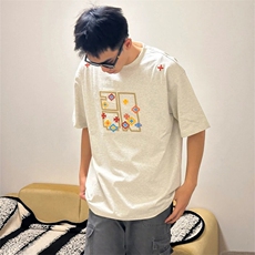 万针全刺绣工艺高品质260克双纱纯棉美式高街短袖T恤特P33，男装T恤，电商A486-1