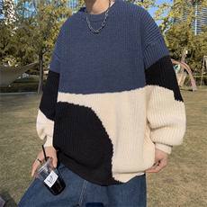 慵懒风线衣撞色宽松毛衣外套2023秋冬小众潮牌针织衫男M1067-P40，男装针织衫/毛衣，星座512-2