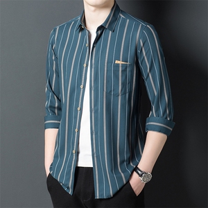 F2107春秋款男士长袖衬衫条纹商务休闲男装P72图片