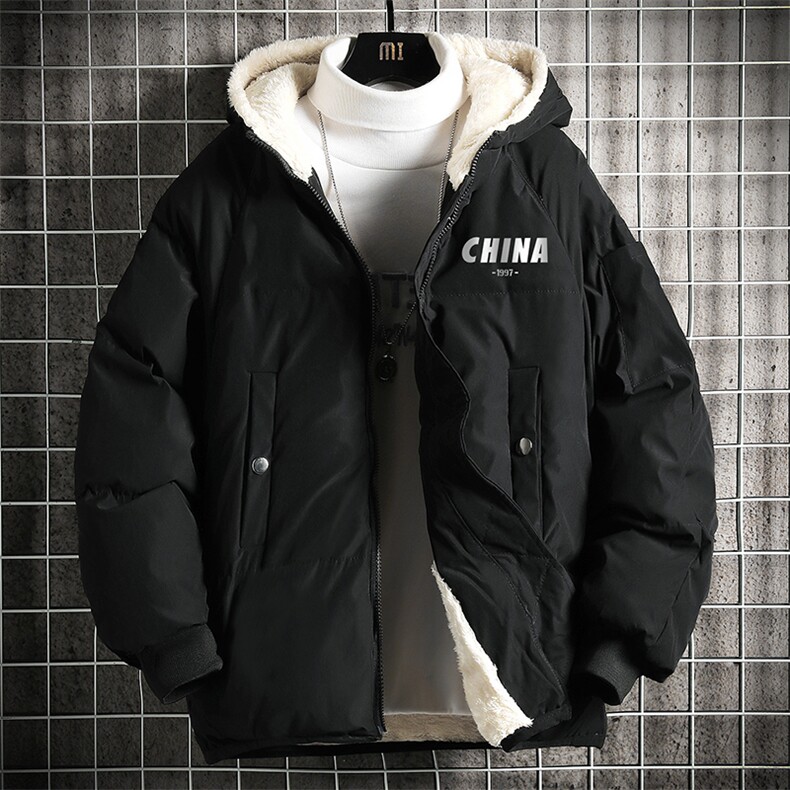 加厚加绒连帽衣男大码服男面包服男 MY16248-P100 网格挂拍图片
