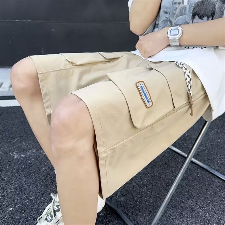 日系外机能风工装短裤男夏季薄款2024新款宽松休闲裤直筒五分裤子,男装休闲裤,星座1013