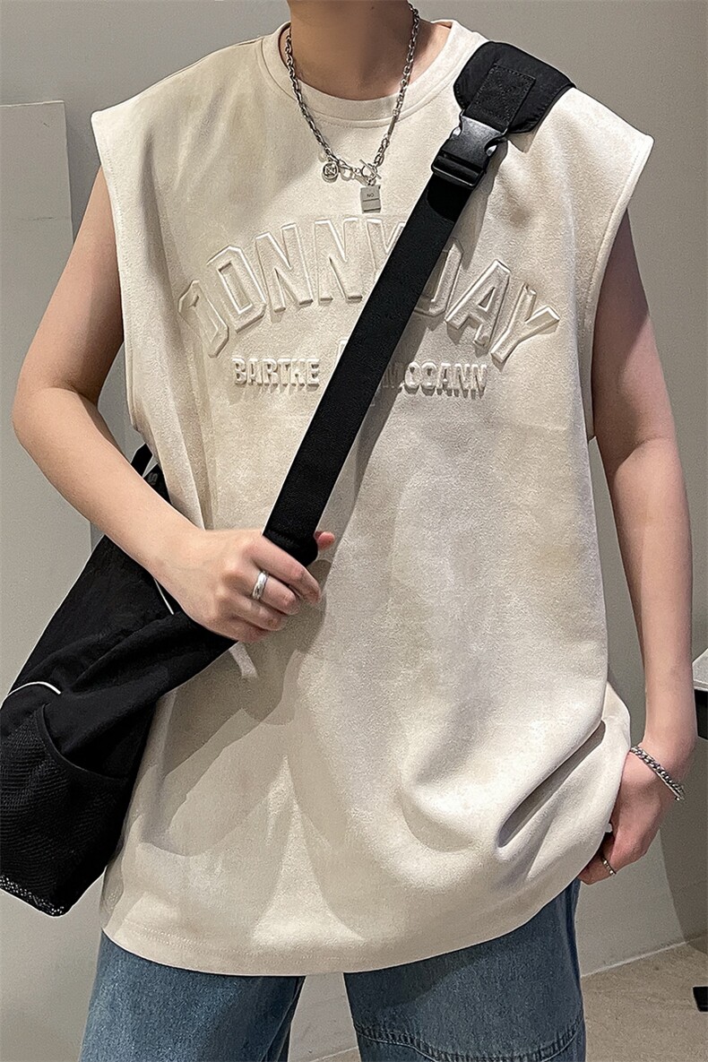 夏季字母背心潮流宽松T恤休闲上衣A071-T03-P30,男装背心/马甲,电商A071