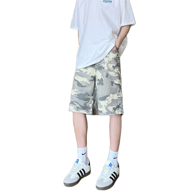 现货 得物夏季迷彩工装宽松阔腿直筒五分短裤男 K5916-特P35 控59图片