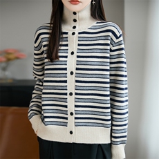 2026年秋季时尚百搭通勤简约休闲条纹开衫,女装针织衫/毛衣,源达羊绒, 2026年秋季时尚百搭通勤简约休闲条纹开衫,女装针织衫/毛衣,源达羊绒,