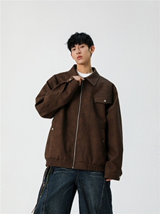 自拍图: 2025秋季美式复古皮衣外套翻领皮夹克JK8088-P85 128图片