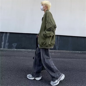 现货棒球服外套男女情侣装春秋新款美式复古街头休闲宽松教练夹克图片