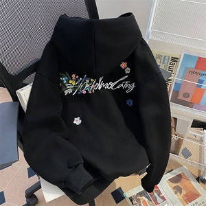万针刺绣结构设计重磅秋冬全棉高品质美式高街连帽卫衣外套 Y7710图片
