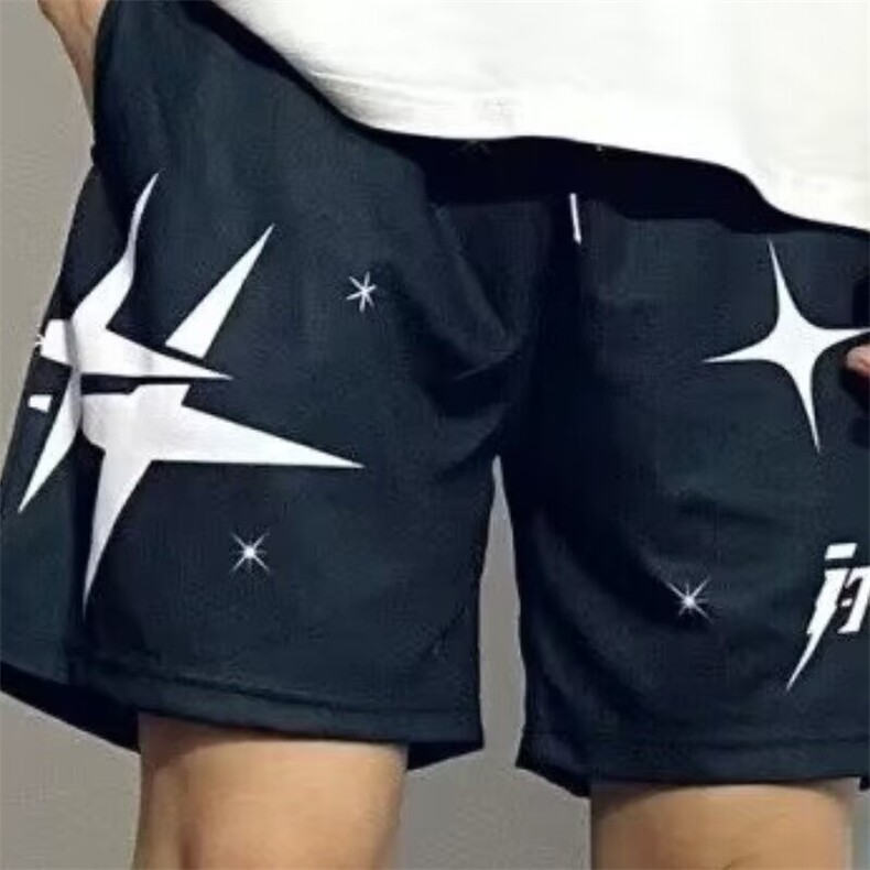 夏季日系纯色基础速干防泼休闲短裤男女廓形宽松运动五分沙滩裤,男装牛仔裤,四季星座505
