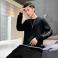 韩秋季套头圆领卫衣男韩版宽松潮牌休闲上衣百搭印花长袖P25，男装卫衣，星座217-4