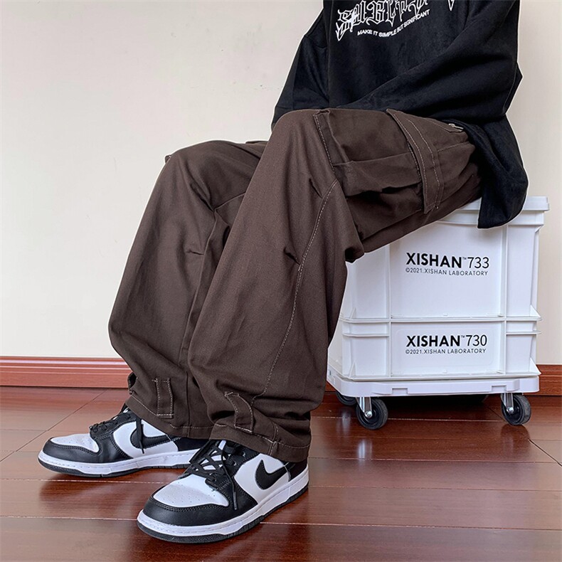 日系工装裤男春秋季美式高街ins潮牌直筒宽松阔腿裤 K5047-P42图片