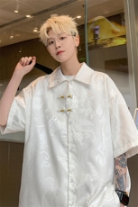 量大优供视频新风龙纹冰丝短袖衬衫男XH50-特P38，男装衬衫，电商B367