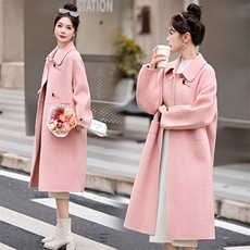 双面呢大衣女春装新款欧货韩系时尚气质小香风中长款翻领羊毛外套，女装羊绒大衣，尚娜萱