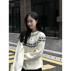 重磅秋冬装北极绒套头毛衣美式复古休闲慵懒风提花工艺针织衫外套，男装针织衫/毛衣，电商A486
