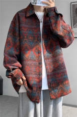 8XL-M复古大码民族风衬衫男款春季加厚粗呢藏式外套CS29001P68，男装民族服装，电商B312