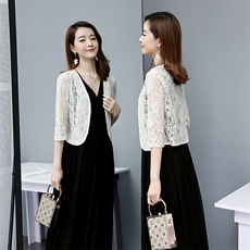 蕾丝小披肩女夏天修身镂空开衫百搭空调衫小香风短外子外搭薄，女装蕾丝衫/雪纺衫，婵米儿