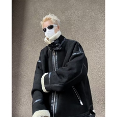 麂皮绒工装棉衣男款秋冬季高街潮牌ins羊羔毛加厚棉服W8021-P92，男装棉衣，星座512-4