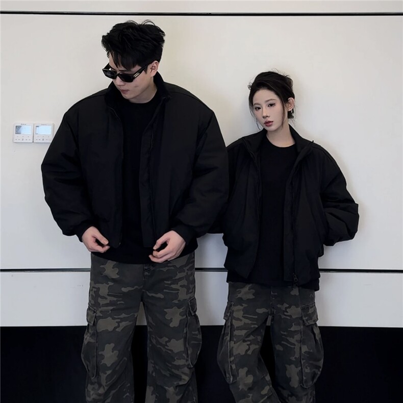 现货【网图】黑色卡其色杭州货飞行夹克短款立领棉服MY04-P90,男装夹克,电商A466