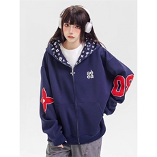 【004】连帽拉链开衫卫衣外套男刺绣情侣宽松A079-WY8062-P59，女装短外套，电商A079