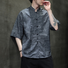 新中式提花风潮T恤短袖防香云纱龟裂纹汉服唐装T2413-P58，男装T恤，电商A227