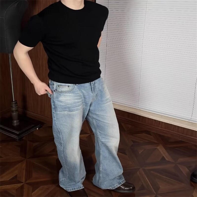 网图+老钱风净版cleanfit直筒百搭牛仔裤CK670/P50,男装牛仔裤,电商B350