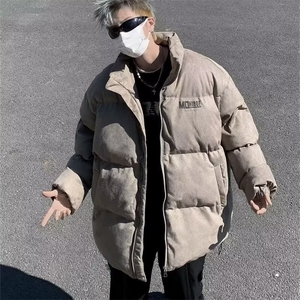 加绒加厚冬款男立领棉衣字母印花麝皮绒面包服棉袄外套MA161 P88图片