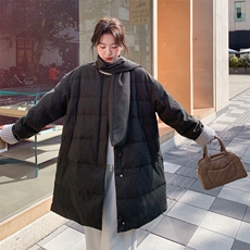 新品圆领带围巾90白鸭绒羽绒服2C158-6033-P330-K488，女装羽绒服，2C158
