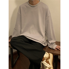 中性款秋季新款德克绒圆领长袖卫衣宽松打底衫A316-1-Y94P40控58，男装T恤，星座906（原电商a316-1）