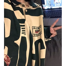 美式高街polo领卫衣女早秋新款小众复古长袖上衣外套T673，女装短外套，星座1116A（原606A-3）