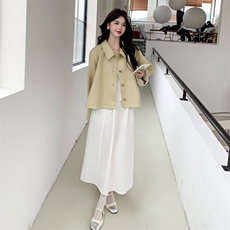 温柔风黄色麂皮绒外套女2025春秋新款高级感简约小个子超好看上衣，女装短外套，浙宝276（原081）