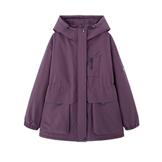 独特漂亮紫色加绒加厚派克服女2025冬季休闲宽松收腰显瘦棉服外套，女装短外套，E百度
