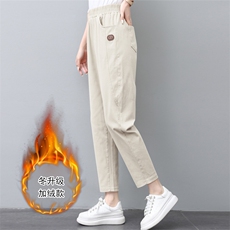 加绒休闲裤女2024冬装新款三年不下架直筒裤中老年妈妈直筒小脚裤，女装休闲裤，璐依舞