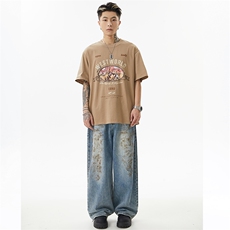 现货N111-P60男女时尚宽松直筒休闲牛仔裤百搭拖地裤阔腿裤，男装牛仔裤，电商B327