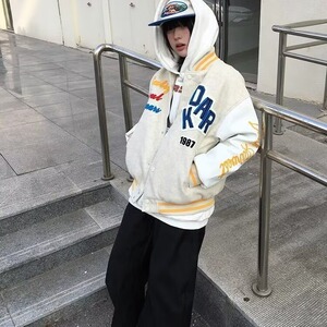 刺绣字母棒球服外套男女春秋款潮宽松设计感情侣夹克上衣JK8013图片