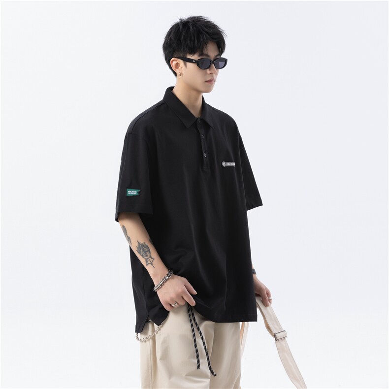 2025新款宽松休闲POLO衫短袖纯色T恤翻领T129-P33-控58，男装Polo衫，电商D309