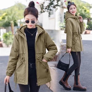 现货！！2025冬季新款加绒加厚外套女连帽中长款棉衣显瘦派克棉服图片