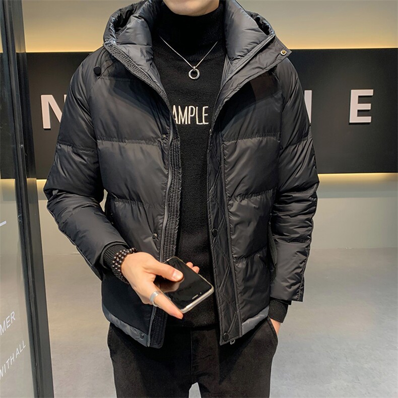潮牌羽绒服男2024新款男装短款加厚帅气外套冬季轻薄保暖连帽上衣图片