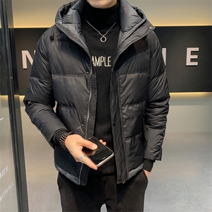 潮牌羽绒服男2024新款男装短款加厚帅气外套冬季轻薄保暖连帽上衣图片