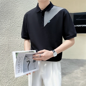 23 男士翻领T恤 polo衫 千鸟格拼接短袖A210-PL201-P50图片
